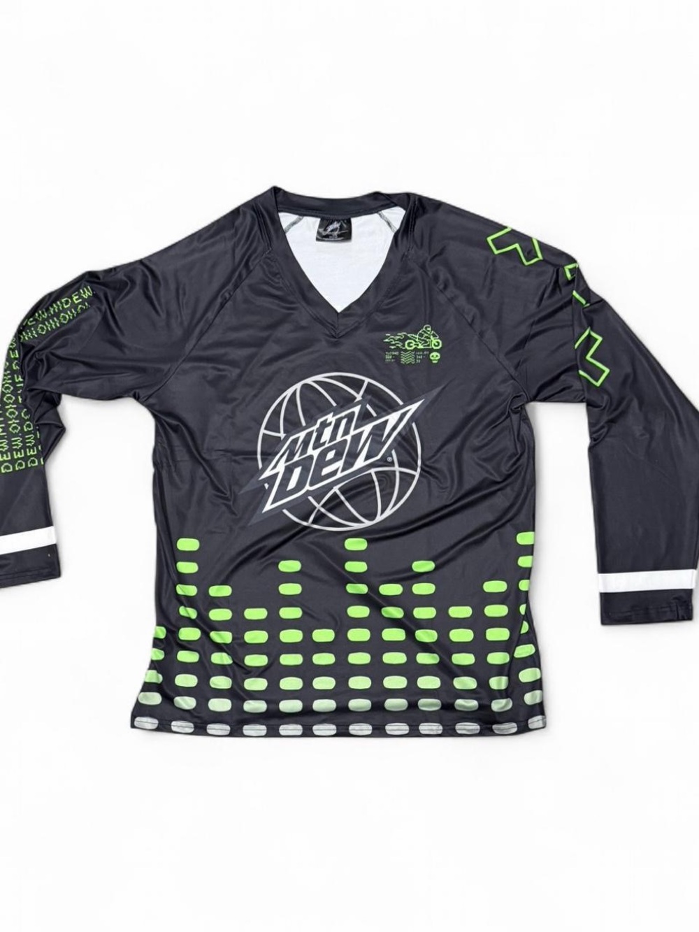 Mountain Dew Racing Jersey Long Sleeve Black Green Y2K Women’s Large